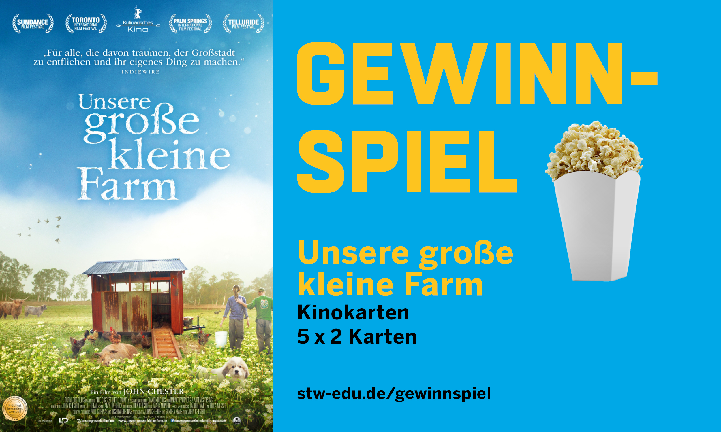 Gewinnspiel für 5x2 Kinokarten für den Film UNSERE GROSSE KLEINE FARM